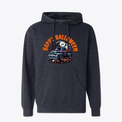 Vintage Ford Truck, Happy Halloween Hooded Sweatshirt - Spooky Festive Scene