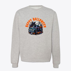 Vintage Ford Truck, Happy Halloween Classic Crewneck Sweatshirt - Spooky Festive Ride