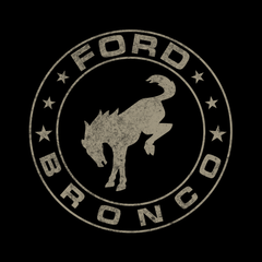 Ford Bronco Basic T-Shirt - Stylized Horse Logo with Circle and Stars Design